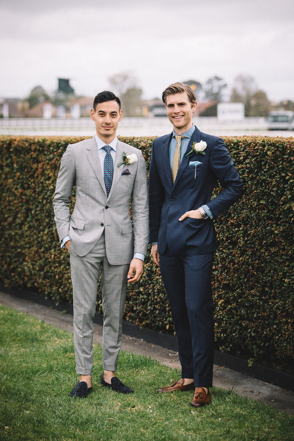 Harrolds Caulfield Cup mens fashion suits at Spring Racing Carnival in Melbourne