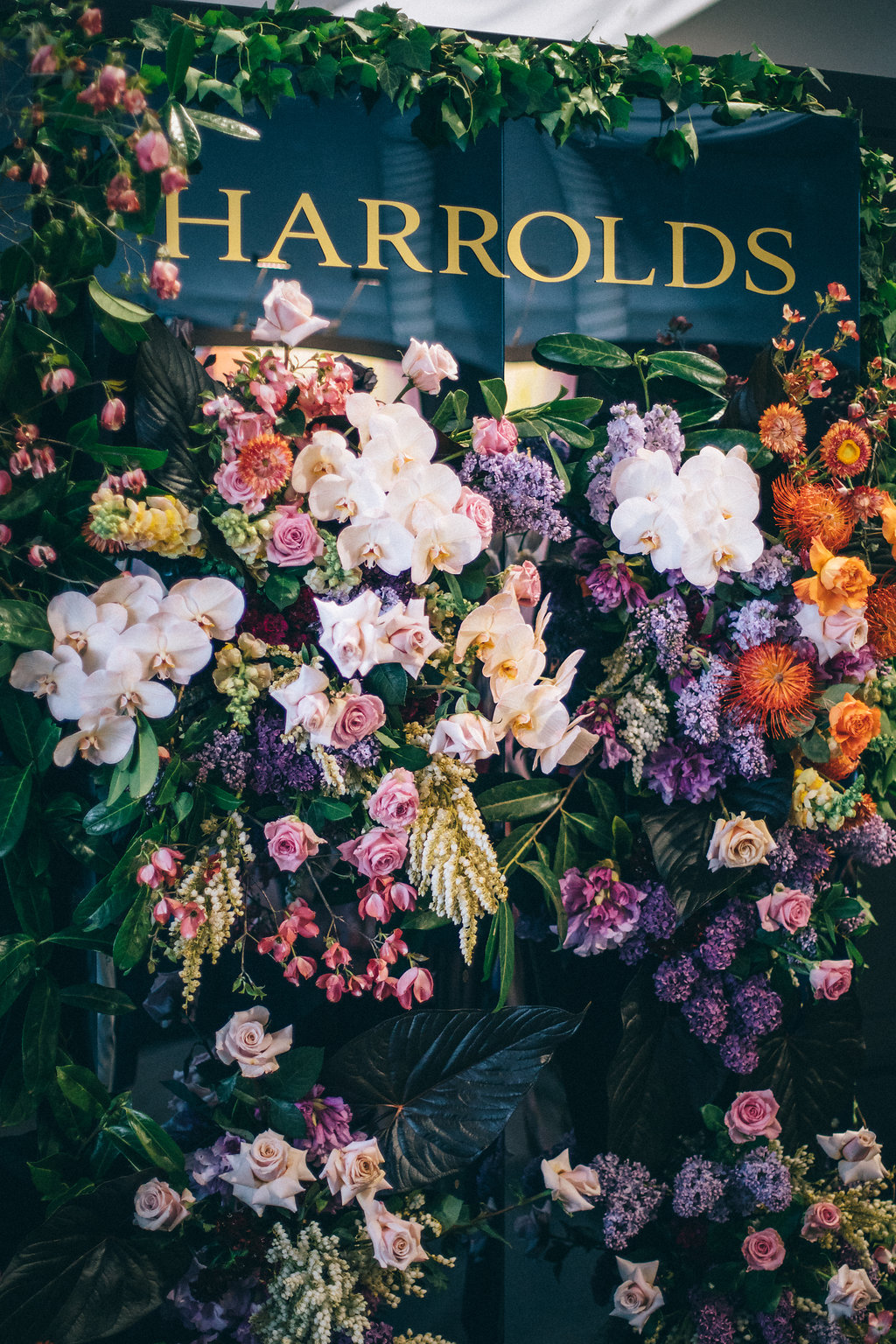 Harrolds Caulfield Cup spring racing carnival flower wall display